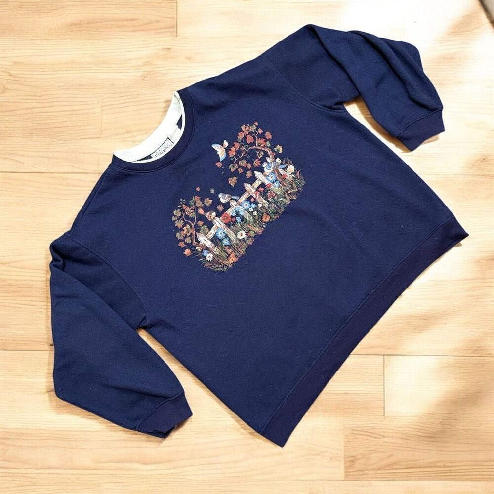 Vintage Basic Editions Fall Bird Graphic Sweatshirt Collared XL